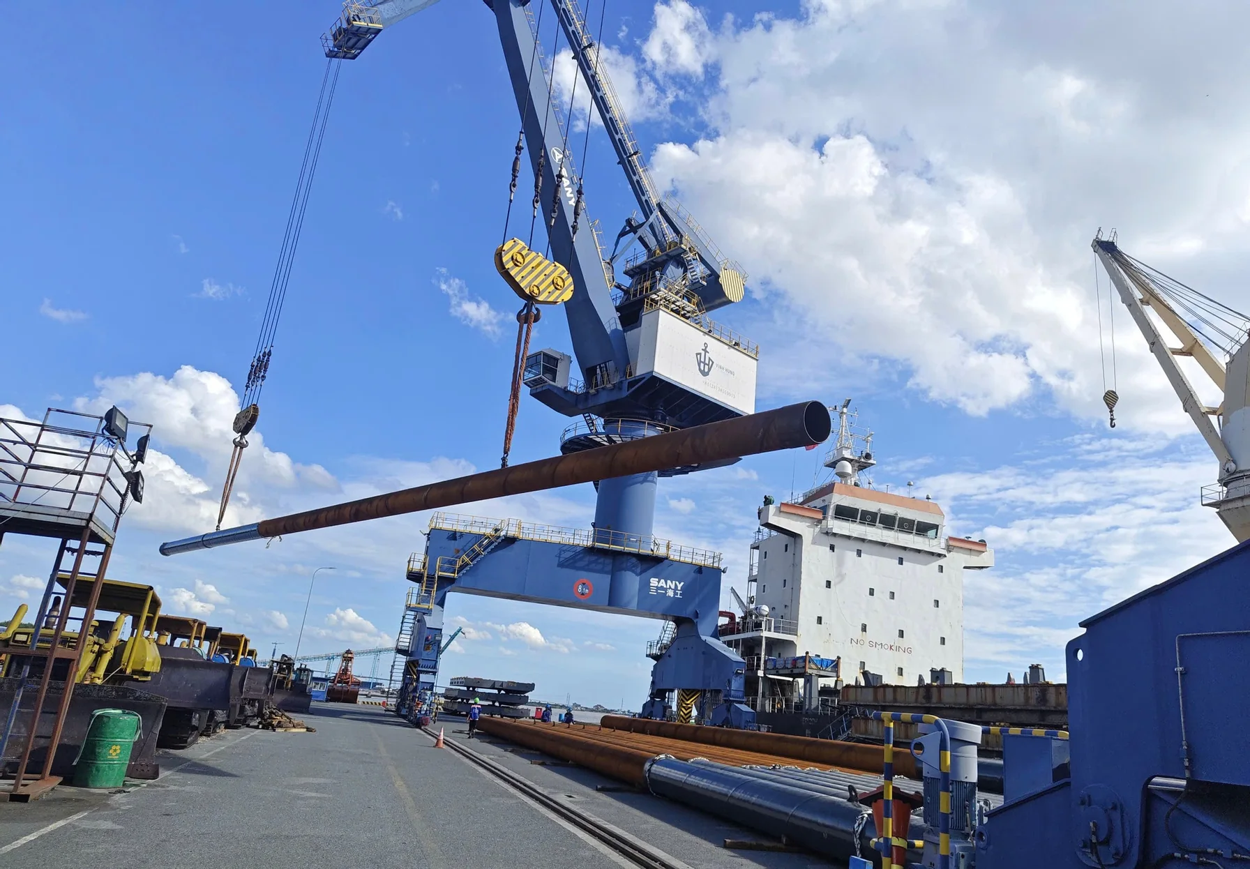 Phnom Penh Port Pipes cargo operation